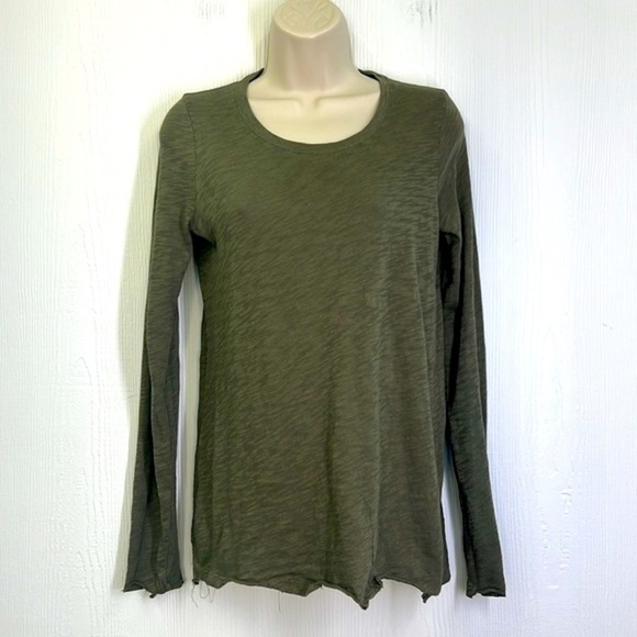 ATM - Army Green Slub Jersey Long Sleeve Distressed Was Long Sleeve T Size Small - Picture 2 of 11